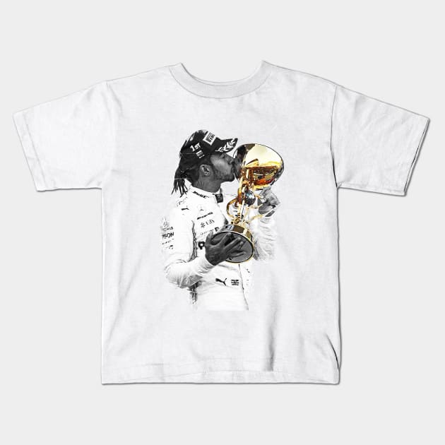 Lewis Hamilton Kids T-Shirt by Creativedy Stuff